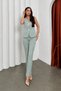 Women's Top and Bottom Set Stylish Gold Button Detailed Piped Sleeveless Vest and Trousers Two-Piece Set