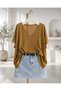 Women's V-Neck Mercerized Blouse with Side Slits