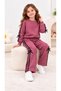 Girl's Bow Detail Two-Piece Tracksuit Set with Stripes on the Sides 2-10 Years (Lori Kids)