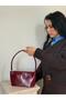 Women's Burgundy Petunya Model Baguette Shoulder Bag - 3