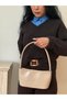 Women's Beige Petunya Model Baguette Shoulder Bag - 6