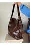 Women's Brown Melisa Model Casual Shoulder Bag with Silver Belt Detail