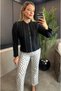 Black Knitwear Cardigan with Lurex Fine Woven Detail - 3