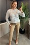Gray Knitwear Cardigan with Lurex Fine Woven Detail