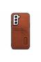 Samsung Galaxy S21 Fe 5g Compatible Case Luxury Leather Case with Card Holder Brown - 2