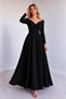 Women's long sleeve off-the-shoulder pleated crepe dress - 2