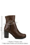 Women's Brown Antique Zippered Thick Heeled Genuine Leather Boots - 2