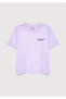 Logo Printed Purple T-Shirt Shorts Set Loose 7t10002-70523 - 4