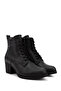 Women/Girls Black Zippered Thick Heeled Boots - 4