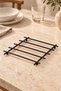 Matte Black Flat Bar Fireproof Trivet, Countertop Coaster - Metal Stainless - 2