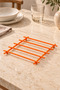 Orange Flat Bar Fireproof Trivet, Counter Top Base - Metal Stainless - 2