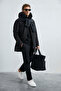 Eldor Men's Removable Hooded Goose down Long Inflatable Coat Black