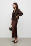 Satin Lace Detailed Long Skirt-20729 Brown - 2