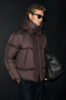 Enjoy Men's Hooded Goose down Inflatable Coat Brown - 2