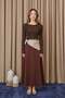 Women's Polka Dot Scarf Open Front Woven Skirt - 18272Etk Brown - 3