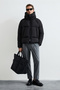 Enjoy Men's Hooded Goose down Inflatable Coat Black - 2