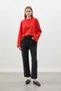Off-Shoulder Sleeve Detailed Knitted Tunic Red