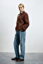 Stella Camel Hair Blended Crew Neck Knitwear Sweater Burgundy - 3