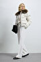 Daisy Women's Fur Goose down Shiny Inflatable Coat Cream - 2