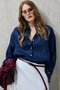 Barrı Women's Linen Shirt Ink Navy Blue - 5