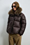 Mother Women's Fur Goose down Inflatable Coat Brown - 4