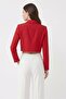 Red Women's Regular Fit Double Breasted Woven Crop Blazer Jacket - Stylish & Sporty - 7