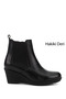 Women's Black Zippered Wedge Heeled Genuine Leather Chelsea Boots