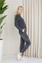 Women's Velvet Coated Embroidered Sports Suit - 5