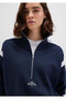 Semi-Zip Navy Blue Sweatshirt 1S10360-32184 - 4