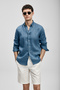 Pitaya Men's Linen Shirt Comfort Fit Indigo - 2