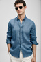 Pitaya Men's Linen Shirt Comfort Fit Indigo - 5