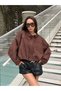 Women's Brown Lined Oversize Balloon Cut Suede Coat 32092 - 5