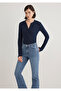 Button Detailed Navy Blue T-Shirt Fitted / Fitted Cut 1612915 -82318 - 4