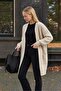 Women's Long Oversize Thick Knit - Soft Casual Knitwear Cardigan - with Pockets - Ecru