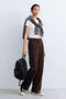 Women's High Waist Fabric Trousers - Bitter Brown - 2