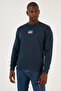 Crew Neck Blue Men's Sweatshirt A2824-0006 - 4