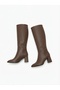 Roksa Premium Pointed Toe Heeled Bitter Brown Boots - 4