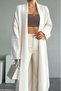 Women's Cream Shawl Collar Long Knitwear Cardigan
