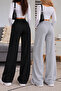 Sweatpants 2 Pieces Black Gray Wide Leg Comfortable Fit Ironed Stripes on the Front - 3