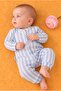 Blue Striped Ribbed Snap Fastener Long Sleeve Baby Romper