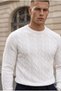 Leone Anti-Peeling Anti-Pilling Hairless Knitted Crew Neck Men's Sweater - Ecru - 7