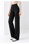 Women's Black Modal Wide-Leg Piped High-Waist Soft-Textured Elastic-Waist Stretch Fabric Trousers - 7