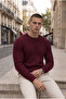 Leone Anti-Peeling Anti-Pilling Hairless Knitted Crew Neck Men's Sweater - Claret Red - 3
