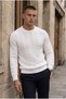 Leone Anti-Peeling Anti-Pilling Hairless Knitted Crew Neck Men's Sweater - Ecru - 4