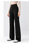 Women's Black Modal Wide-Leg Piped High-Waist Soft-Textured Elastic-Waist Stretch Fabric Trousers