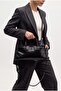 Women's Double Handle Metal Lock Detailed Zippered Long Strap Daily Handbag Divoli Black - 3