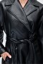 Women's Faux Leather Belted Trench Coat - 7
