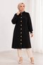Women's Bearded Knitwear Cardigan Buttoned Front Oversize Long Sleeve Knee Length Knitted Cardigan - 5