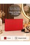 Straw Red Pattern Woven Embossed Clutch Portfolio Handbag - 2