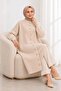 Women's Bearded Knitwear Cardigan Buttoned Front Oversize Long Sleeve Knee Length Knitted Cardigan - 3